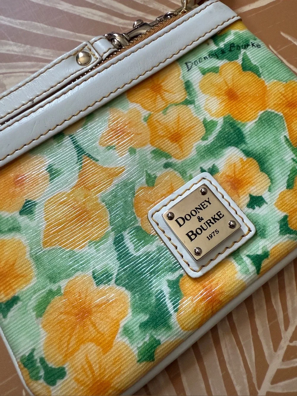 Dooney & Bourke Yellow Petunia Floral Wristlet Wallet Pouchette